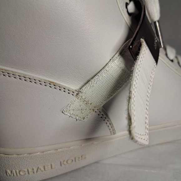 MICHAEL KORS LEATHER SNEAKERS Sz 9.5 METAL CLIP ZIP RARE COLLECTOR STUNNING - Picture 8 of 14